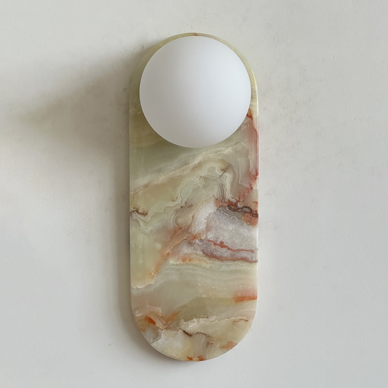 Lucie Cyan Jade Sconce - Natural Cyan Jade & Glass Mid-Century Sconce