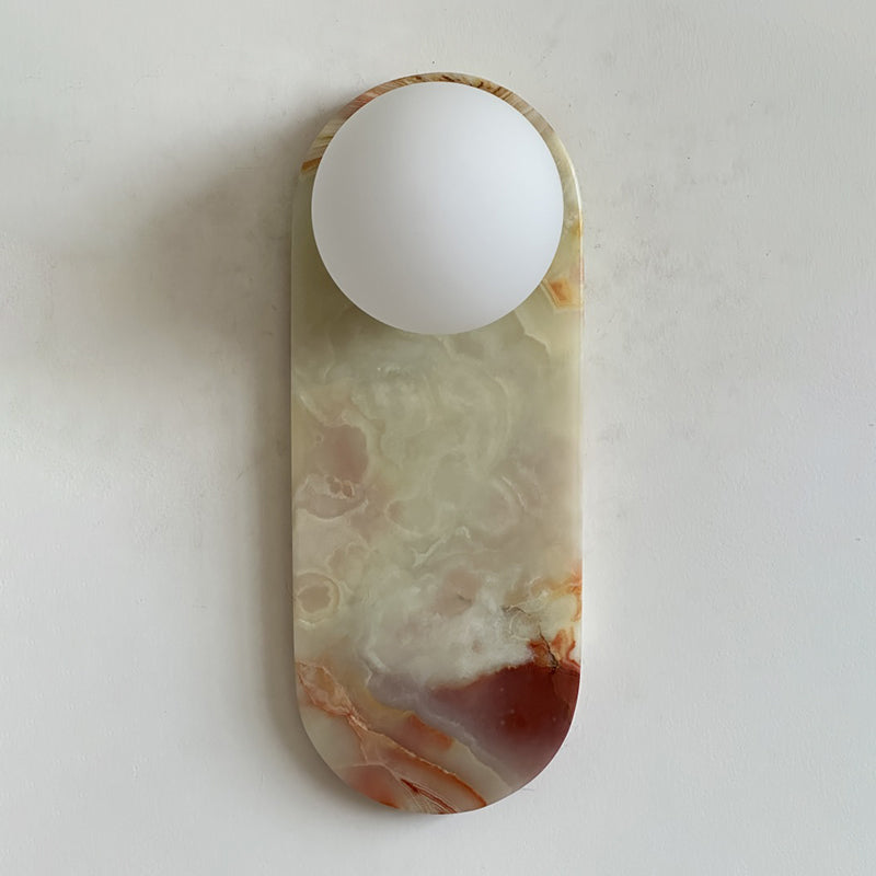 Lucie Cyan Jade Sconce - Natural Cyan Jade & Glass Mid-Century Sconce