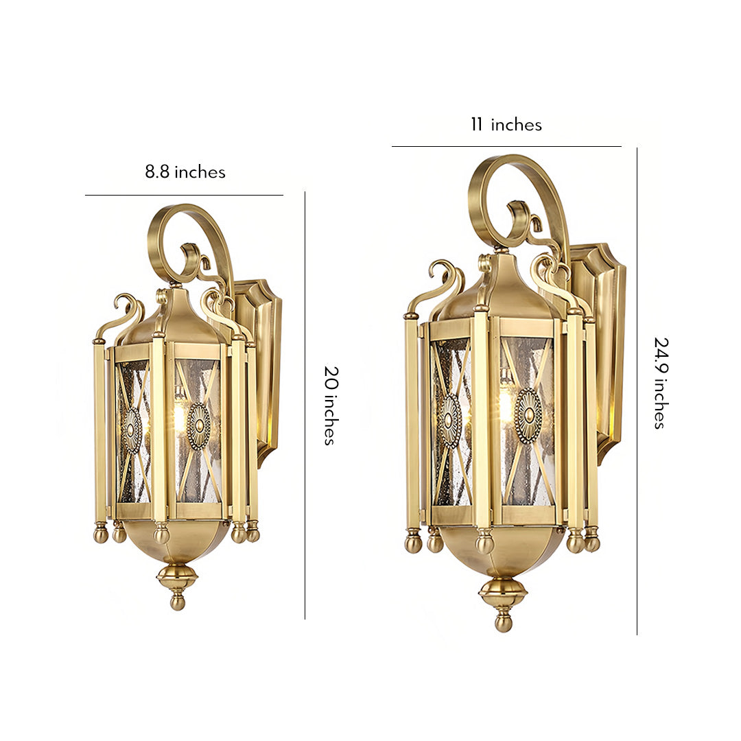 Vintage European Outdoor Wall Sconce – Solid Copper & Clear Glass Weatherproof Lantern