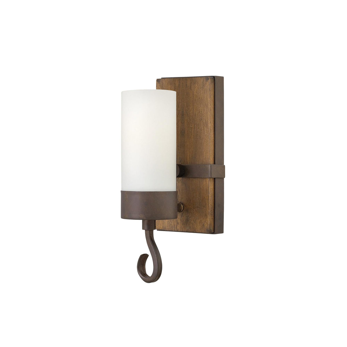 Cabot Wall Lamp – Vintage Dark Wood & Forged Metal Ring Glass Wall Sconce