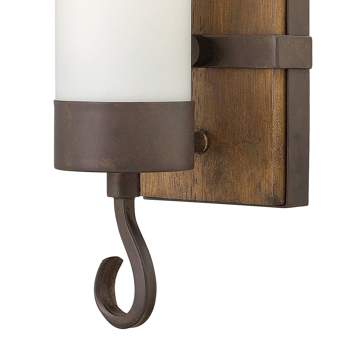 Cabot Wall Lamp – Vintage Dark Wood & Forged Metal Ring Glass Wall Sconce