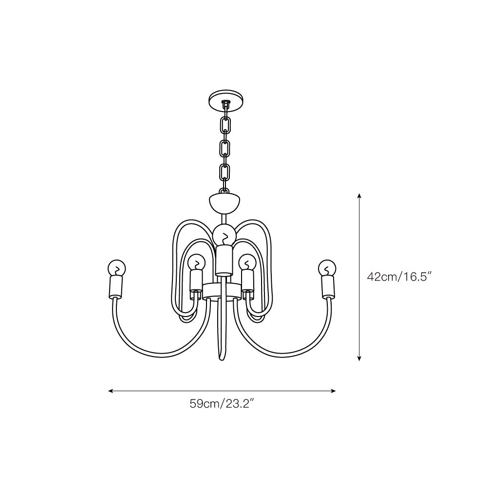 Cabry Chandelier – Modern Curved Multi-Arm Matte Black & Brass Chandelier