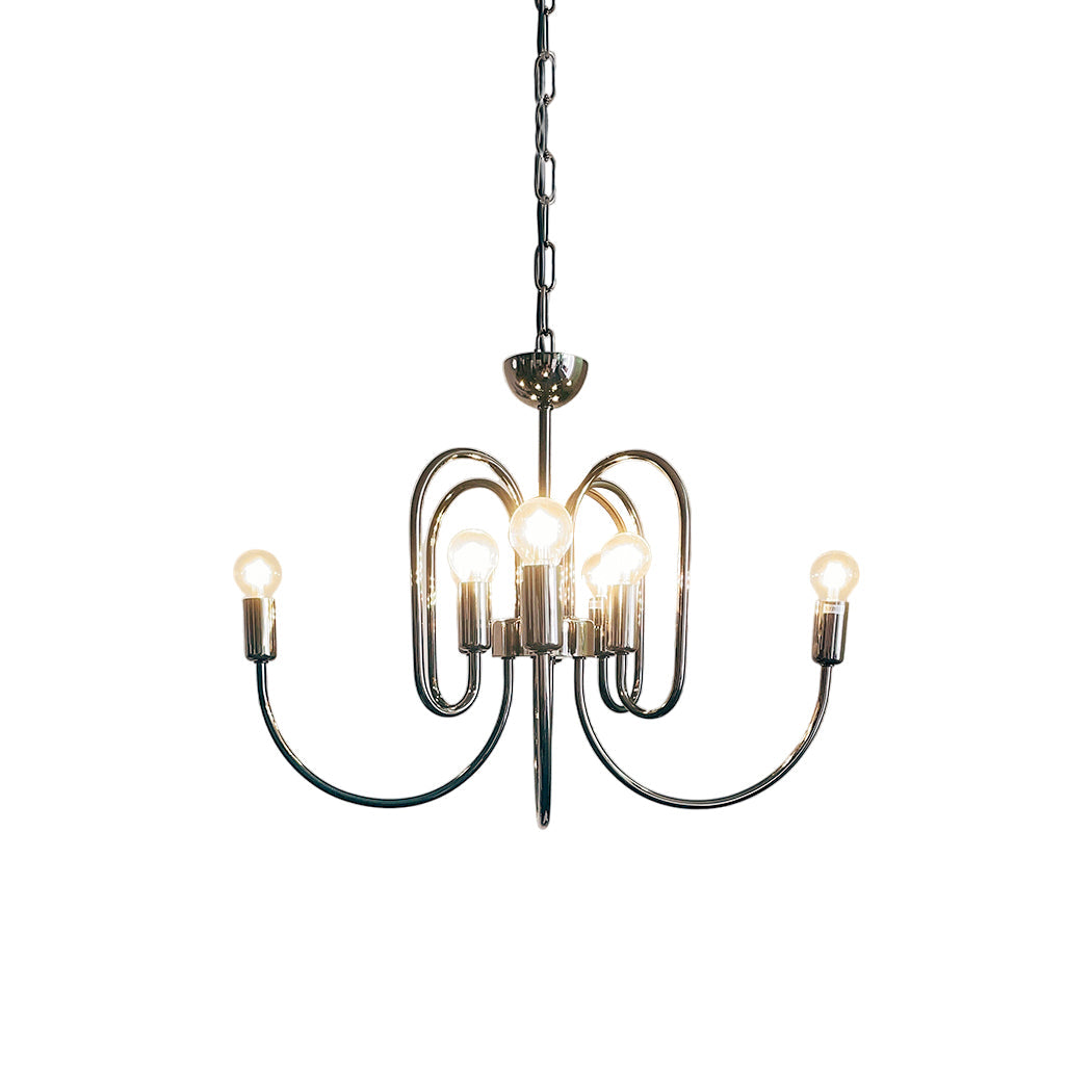Cabry Chandelier – Modern Curved Multi-Arm Matte Black & Brass Chandelier