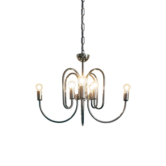 Cabry Chandelier – Modern Curved Multi-Arm Matte Black & Brass Chandelier