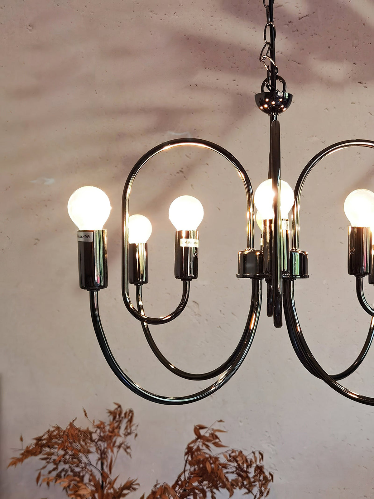 Cabry Chandelier – Modern Curved Multi-Arm Matte Black & Brass Chandelier
