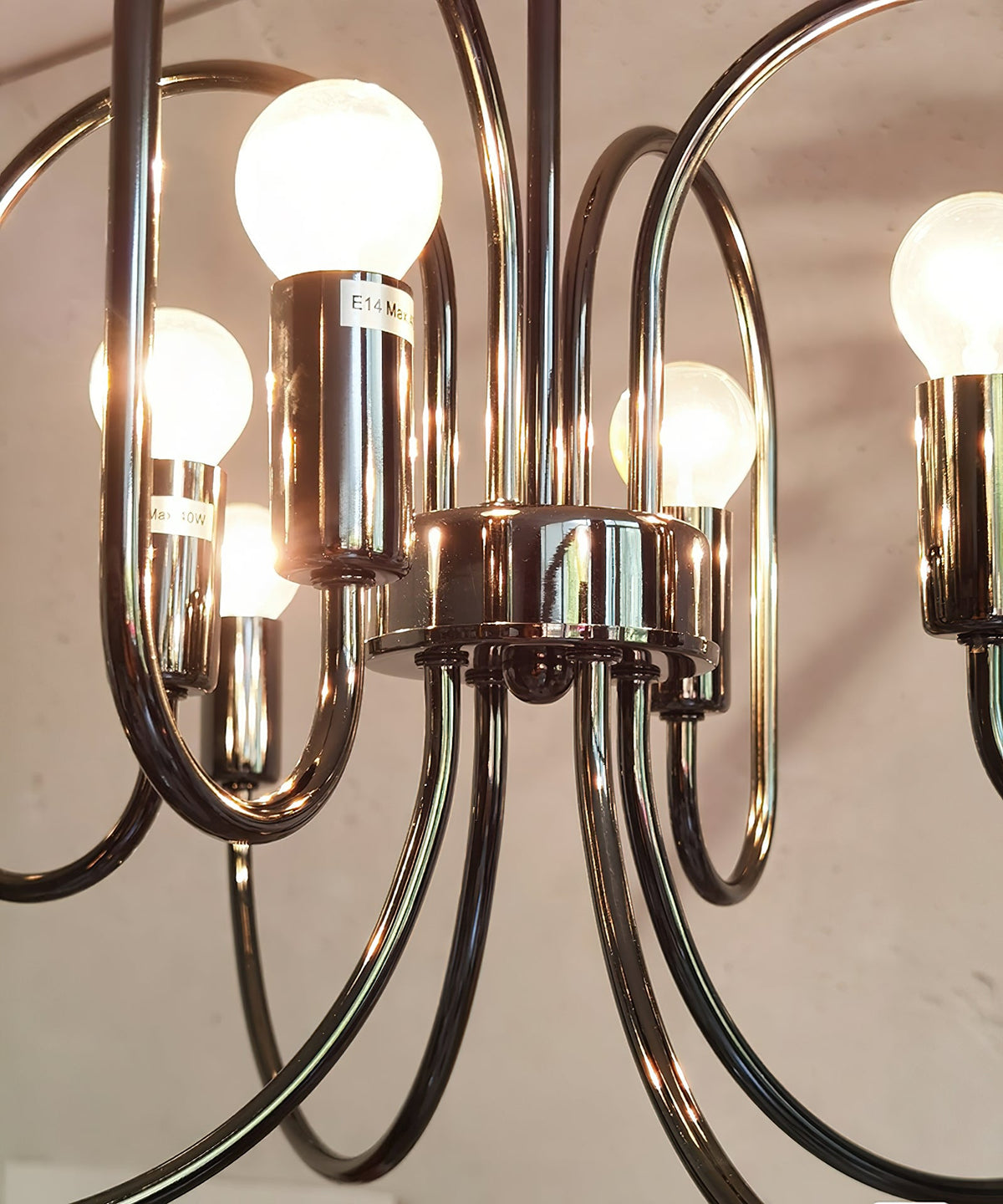 Cabry Chandelier – Modern Curved Multi-Arm Matte Black & Brass Chandelier