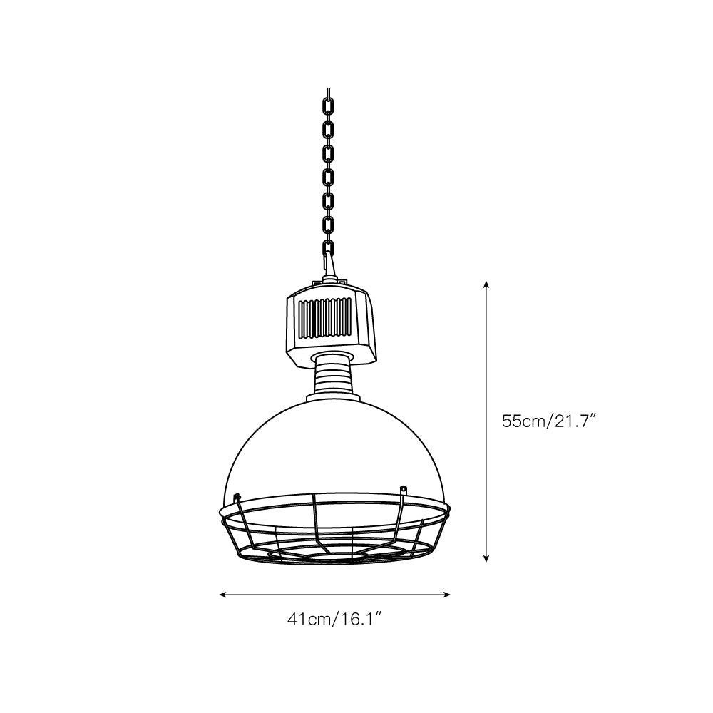 Caged Industrial Metal Pendant Light – Perforated Metal Dome & Caged Pendant