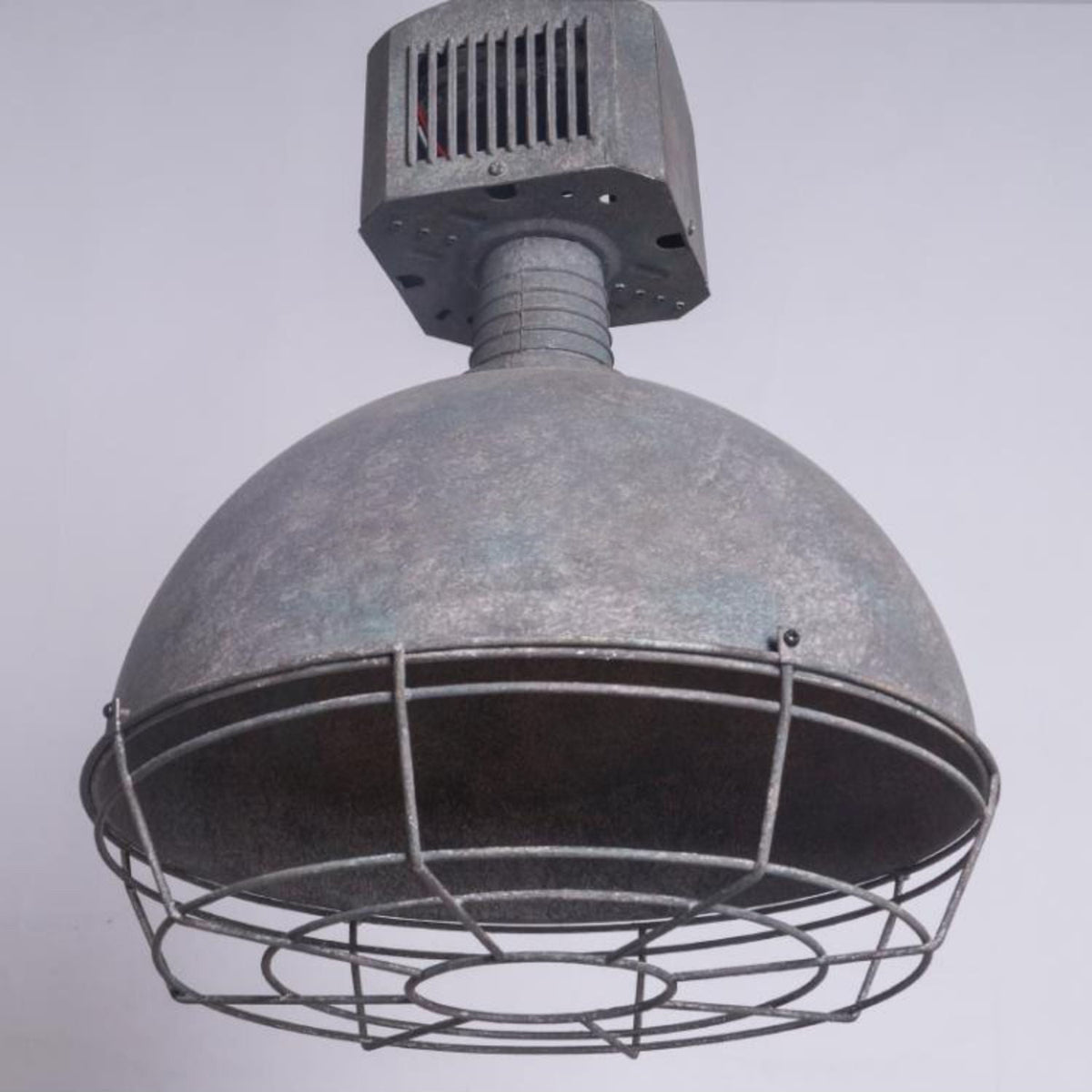 Caged Industrial Metal Pendant Light – Perforated Metal Dome & Caged Pendant