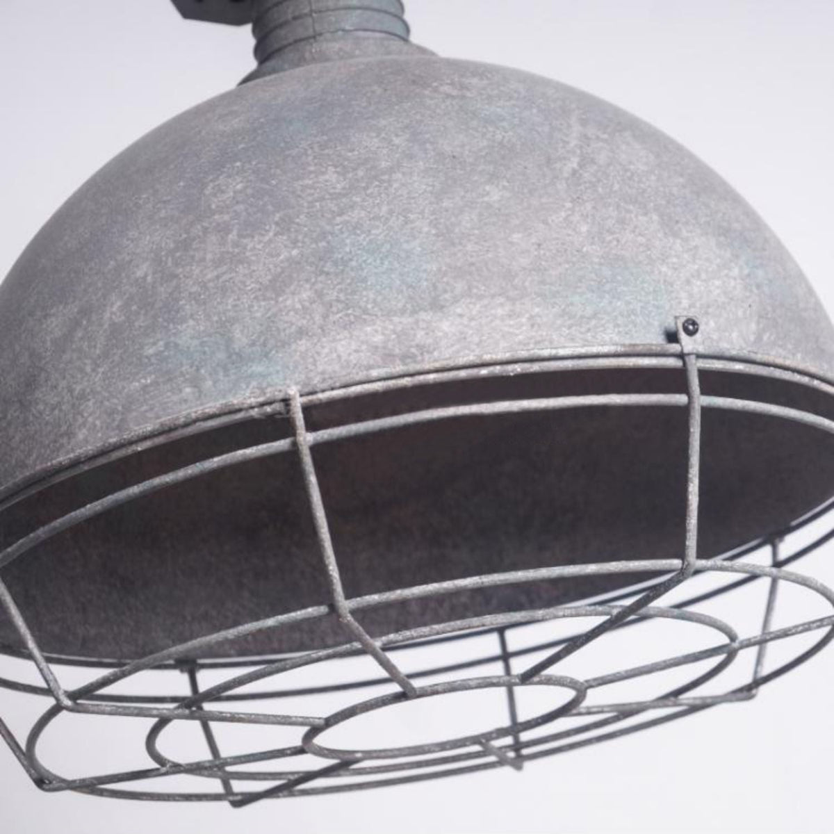 Caged Industrial Metal Pendant Light – Perforated Metal Dome & Caged Pendant