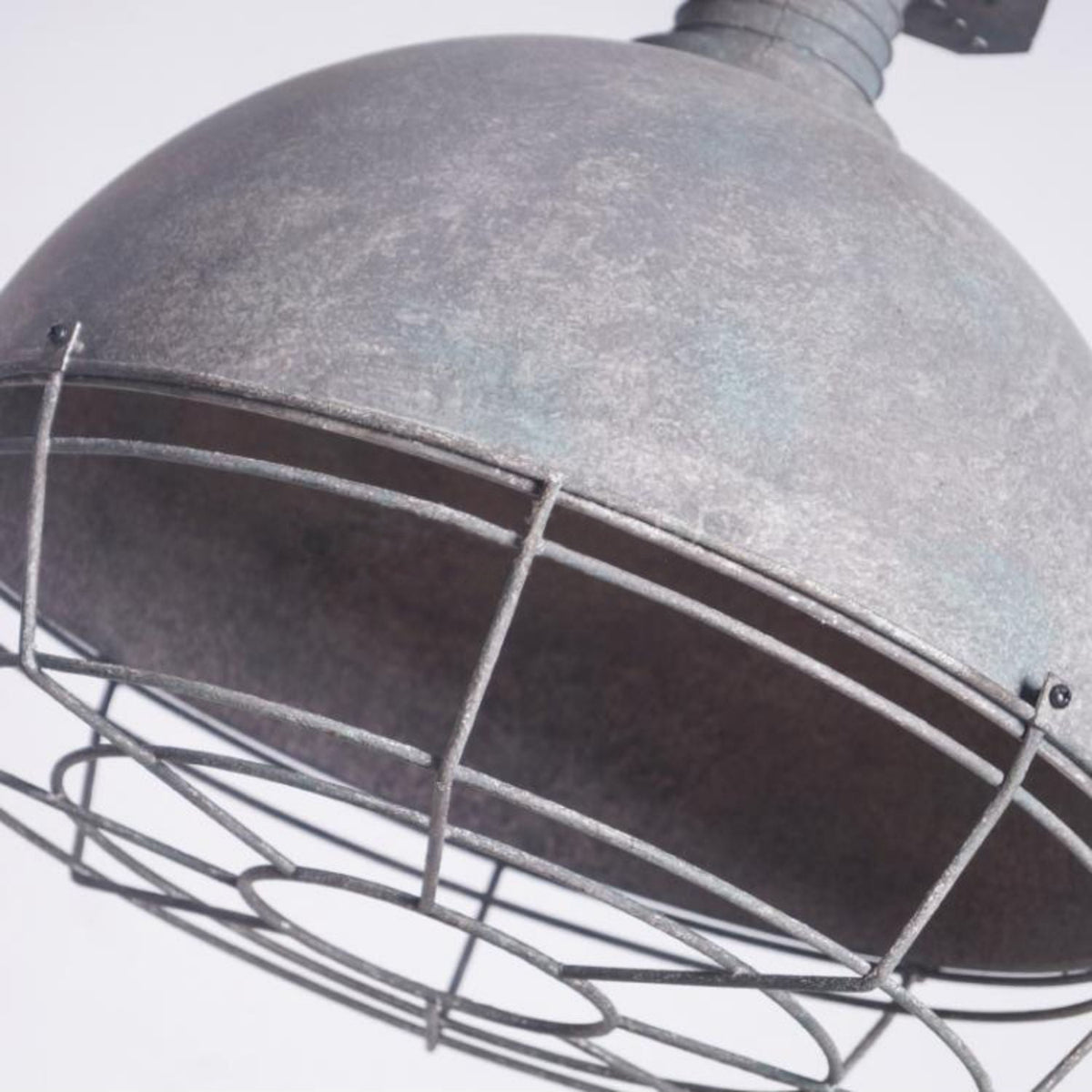 Caged Industrial Metal Pendant Light – Perforated Metal Dome & Caged Pendant