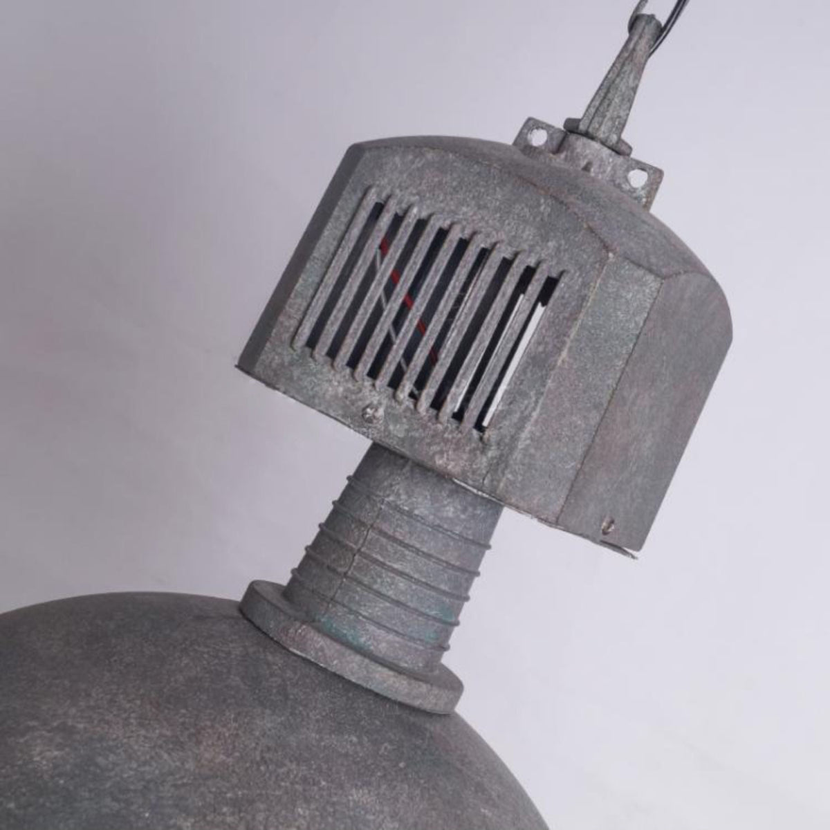 Caged Industrial Metal Pendant Light – Perforated Metal Dome & Caged Pendant
