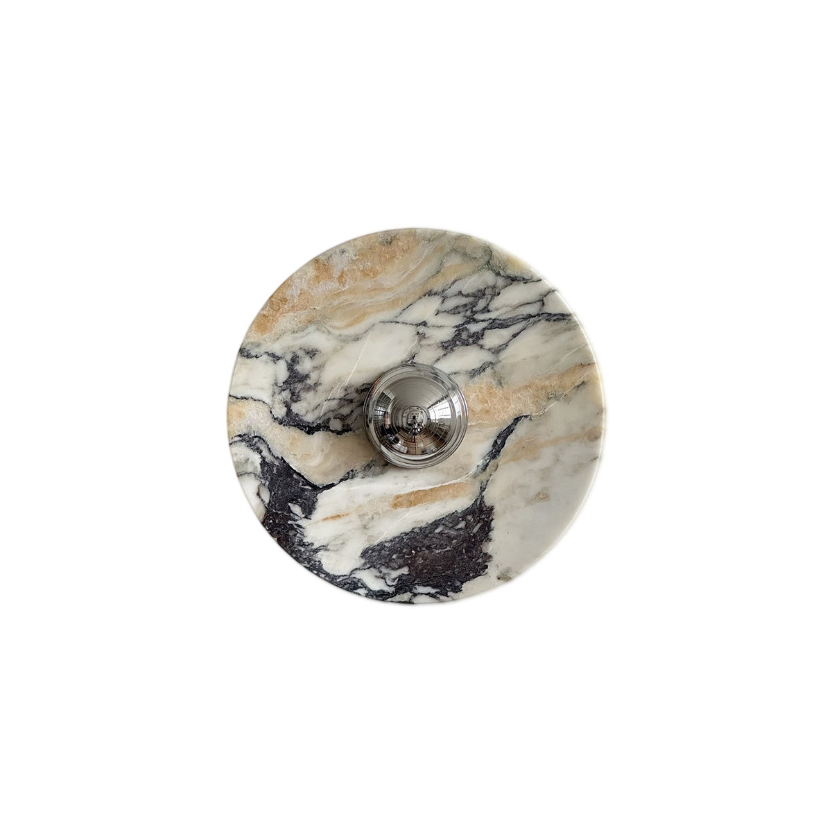 Calacatta Round Marble Wall Sconce – Italian Calacatta Purple Marble & Chrome LED Sconce