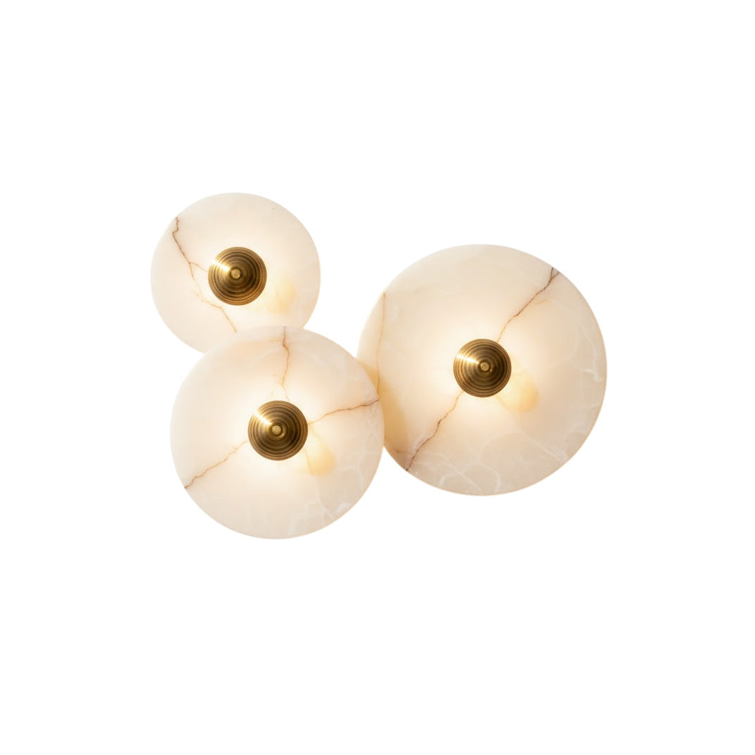 Calacatta Marble Combination Alabaster Sconce – Natural Stone & Gold LED Wall Light