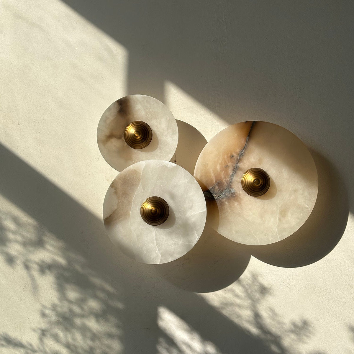 Calacatta Marble Combination Alabaster Sconce – Natural Stone & Gold LED Wall Light