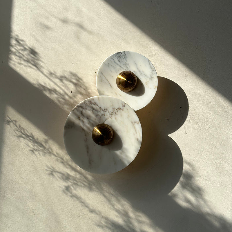 Calacatta Marble Combination Alabaster Sconce – Natural Stone & Gold LED Wall Light