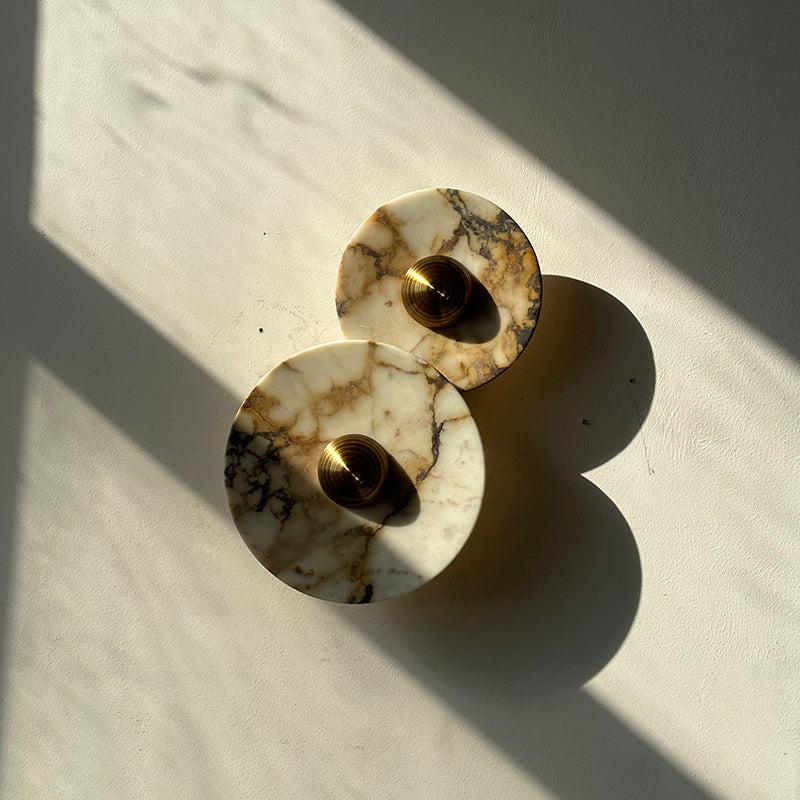 Calacatta Marble Combination Alabaster Sconce – Natural Stone & Gold LED Wall Light