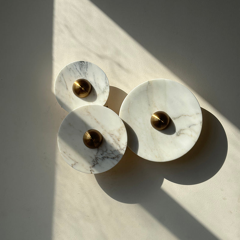 Calacatta Marble Combination Alabaster Sconce – Natural Stone & Gold LED Wall Light
