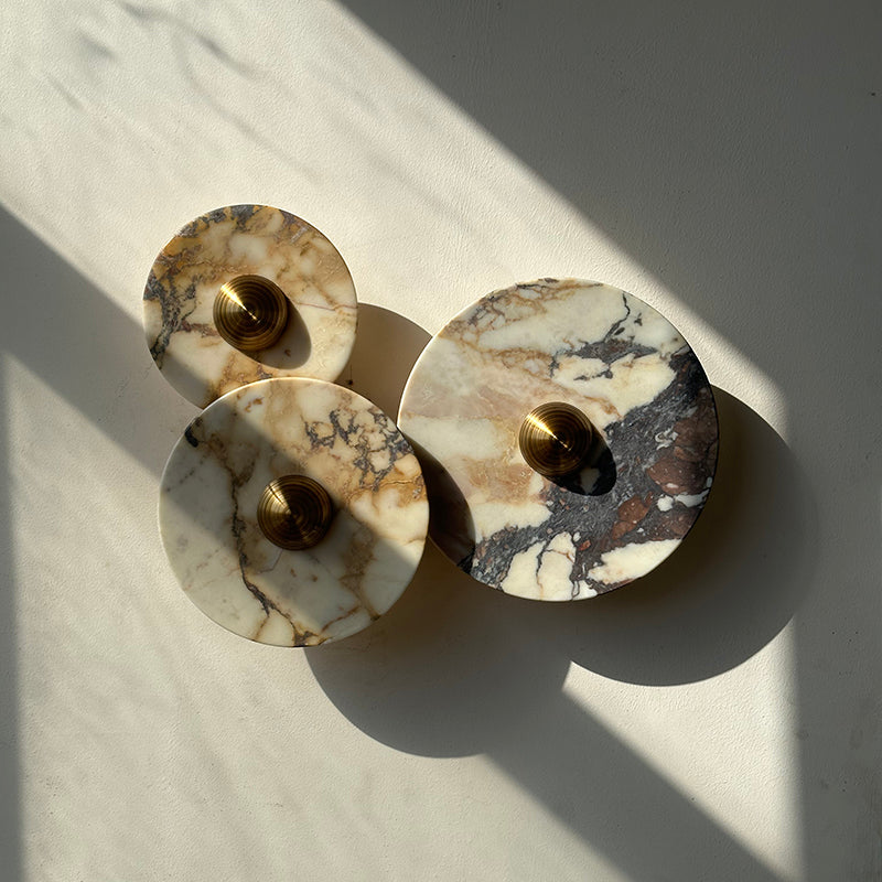 Calacatta Marble Combination Alabaster Sconce – Natural Stone & Gold LED Wall Light