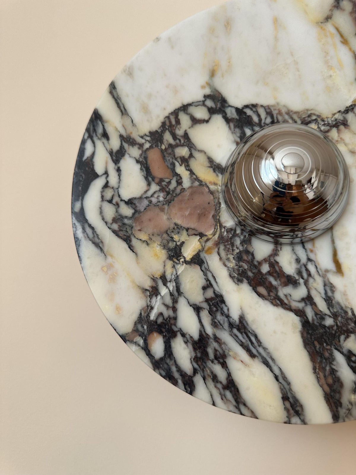 Calacatta Round Marble Sconce – Italian Calacatta Purple Marble & Chrome LED Sconce