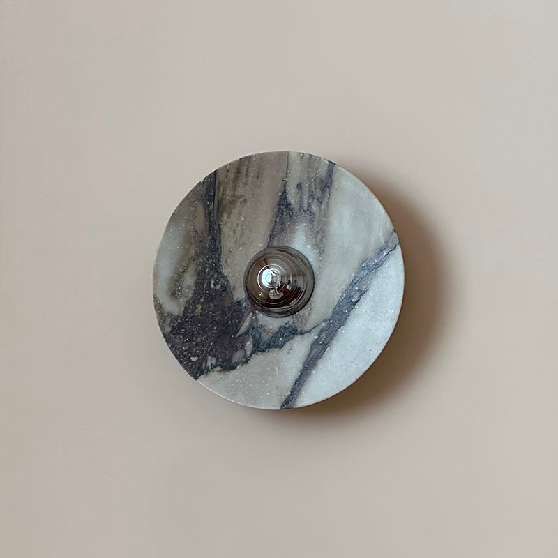Calacatta Round Marble Sconce – Italian Calacatta Purple Marble & Chrome LED Sconce
