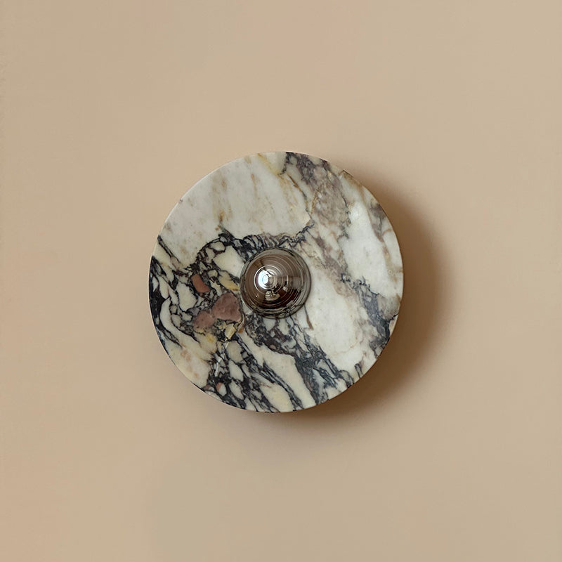 Calacatta Round Marble Sconce – Italian Calacatta Purple Marble & Chrome LED Sconce