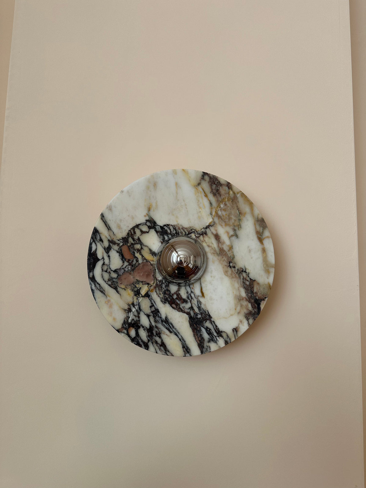 Calacatta Round Marble Sconce – Italian Calacatta Purple Marble & Chrome LED Sconce