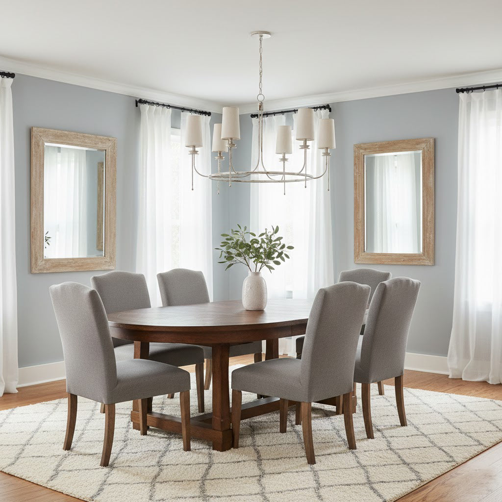 Calder Chandelier – Vintage Linework Brass Frame & Linen Shade Chandelier