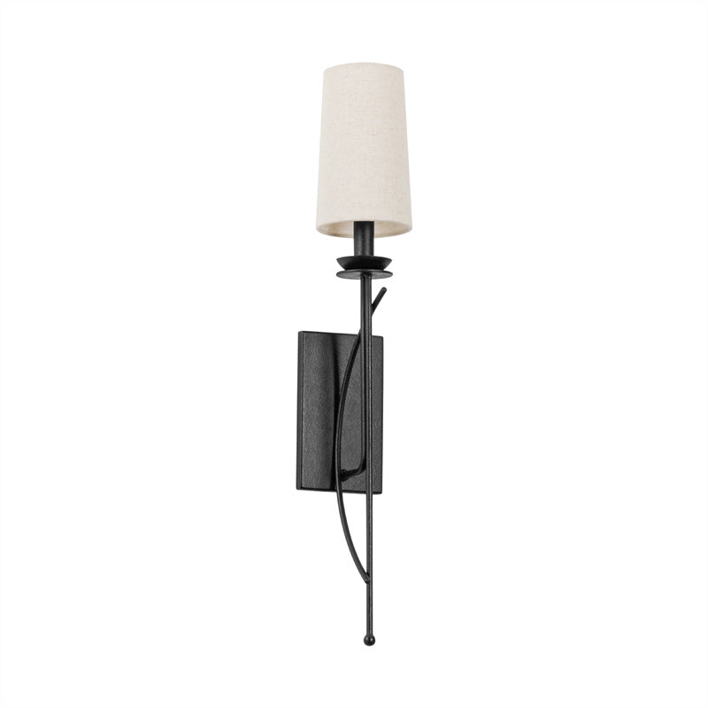 Calder Wall Lamp – Forged Iron Vintage Silhouette & Linen Shade Sconce