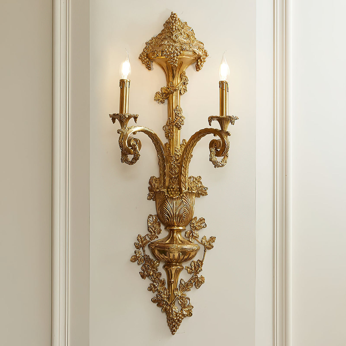 Caldwell Brass Wall Lamp – 2-Head Vertical Solid Brass Wall Sconce