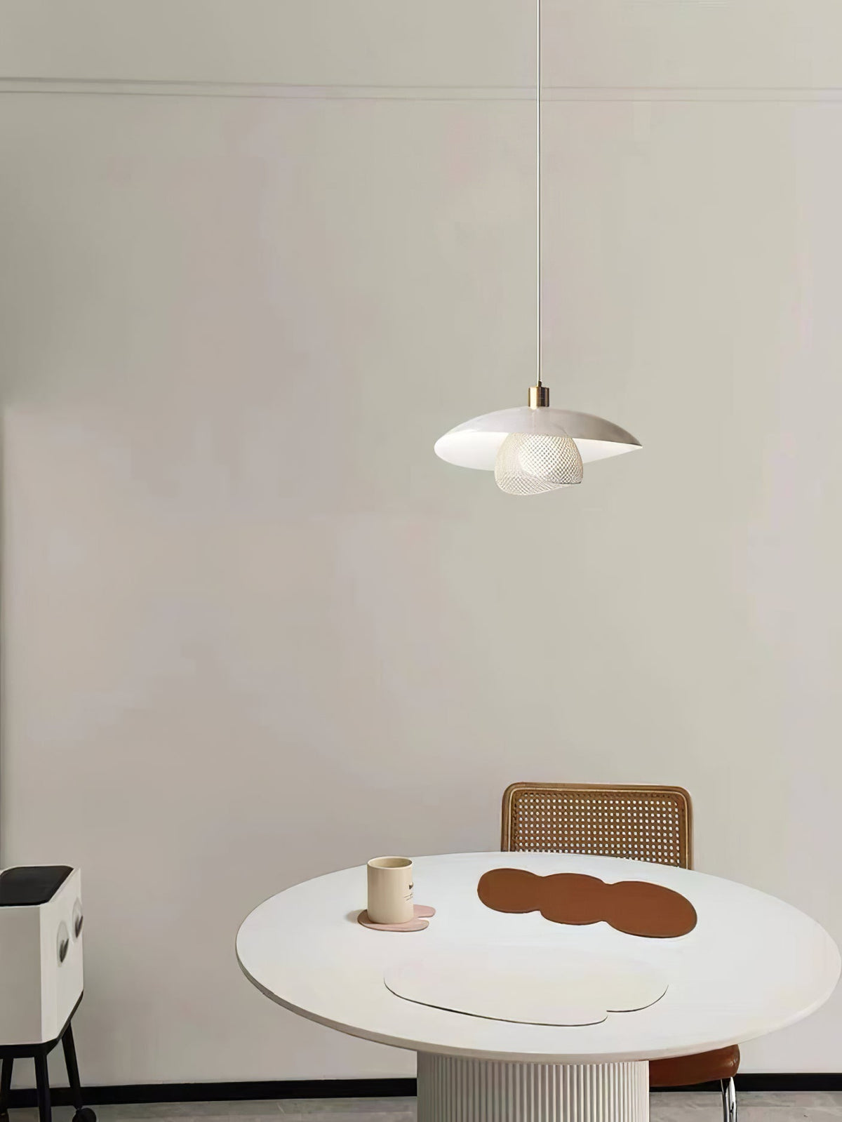 Califolio Floyd Pendant Lamp – Perforated Basket Shade & Opal Glass Globe Pendant