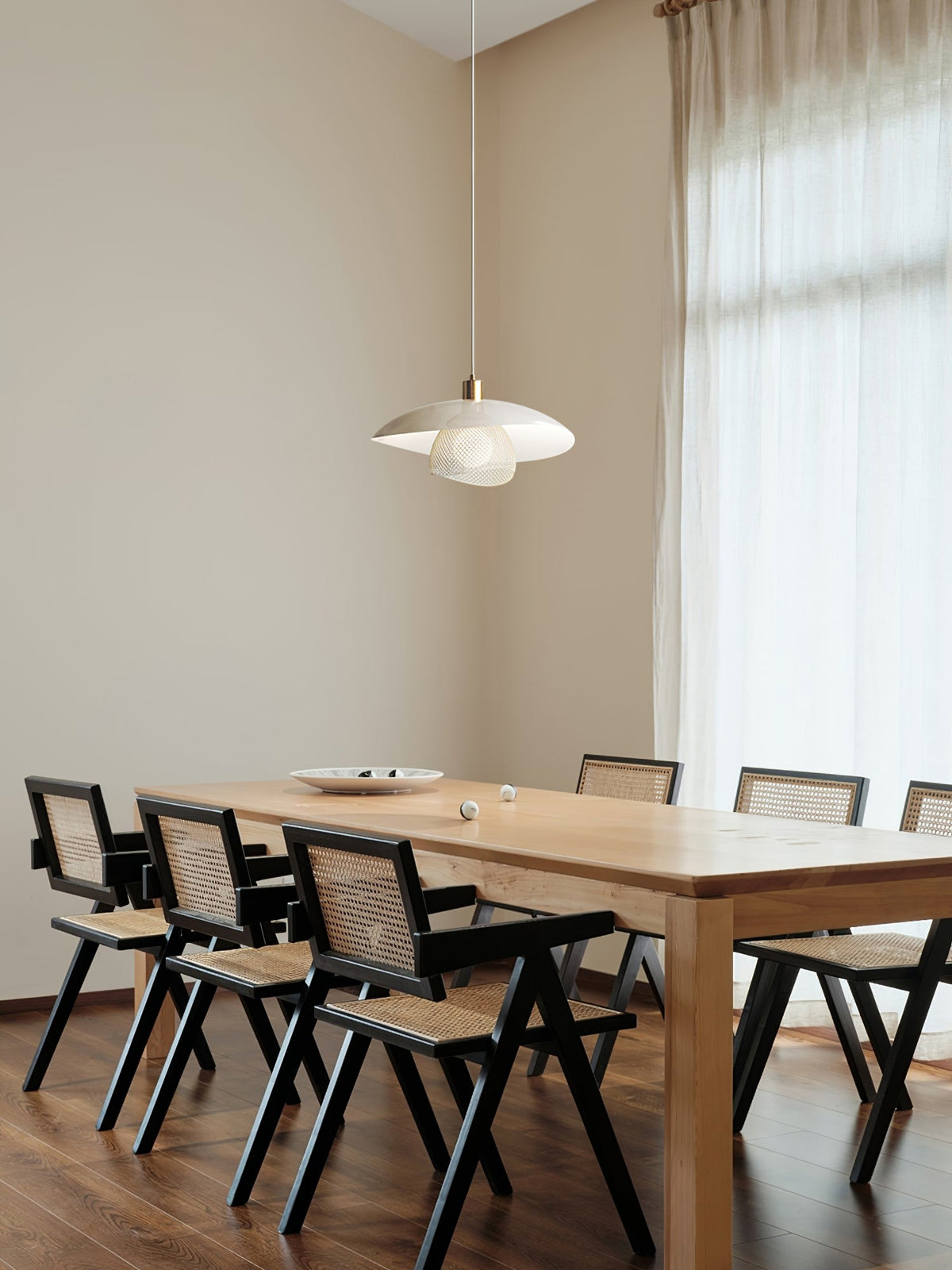 Califolio Floyd Pendant Lamp – Perforated Basket Shade & Opal Glass Globe Pendant