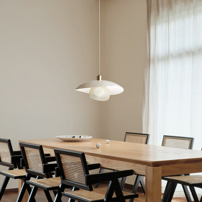 Califolio Floyd Pendant Lamp – Perforated Basket Shade & Opal Glass Globe Pendant