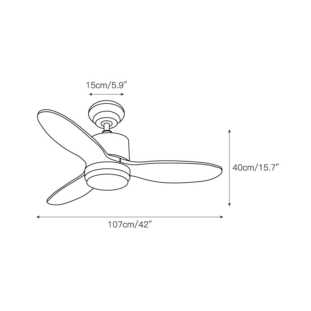 Calisse 42″ Ceiling Fan Light – 3 Solid Wood Blade DC Motor LED Ceiling Fan