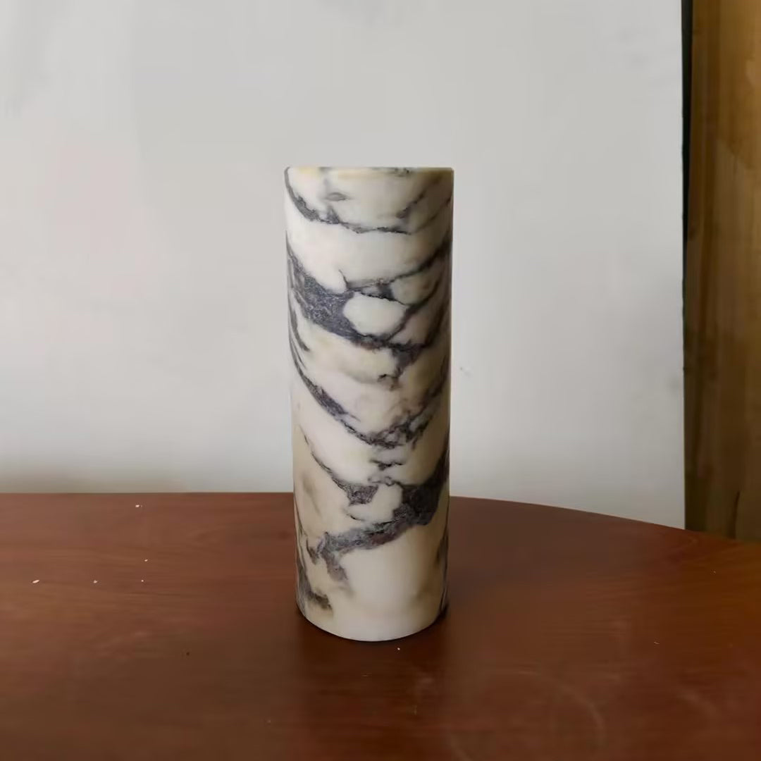 Calla Wall Lamp – Natural Marble Cylindrical Wall Sconce