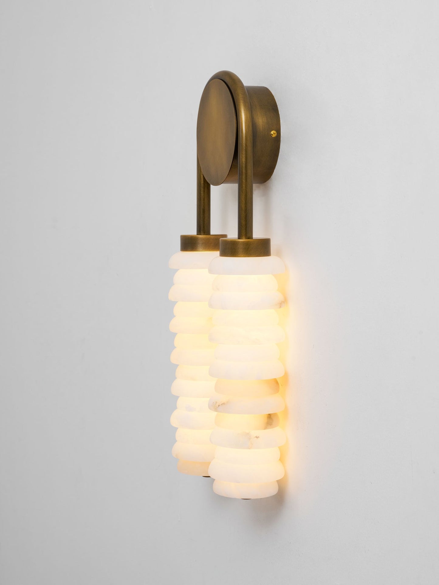 Payson Double Alabaster Wall Lamp - Dual Natural Stone & Brass LED Sconce | Luxury Art Deco Lighting
