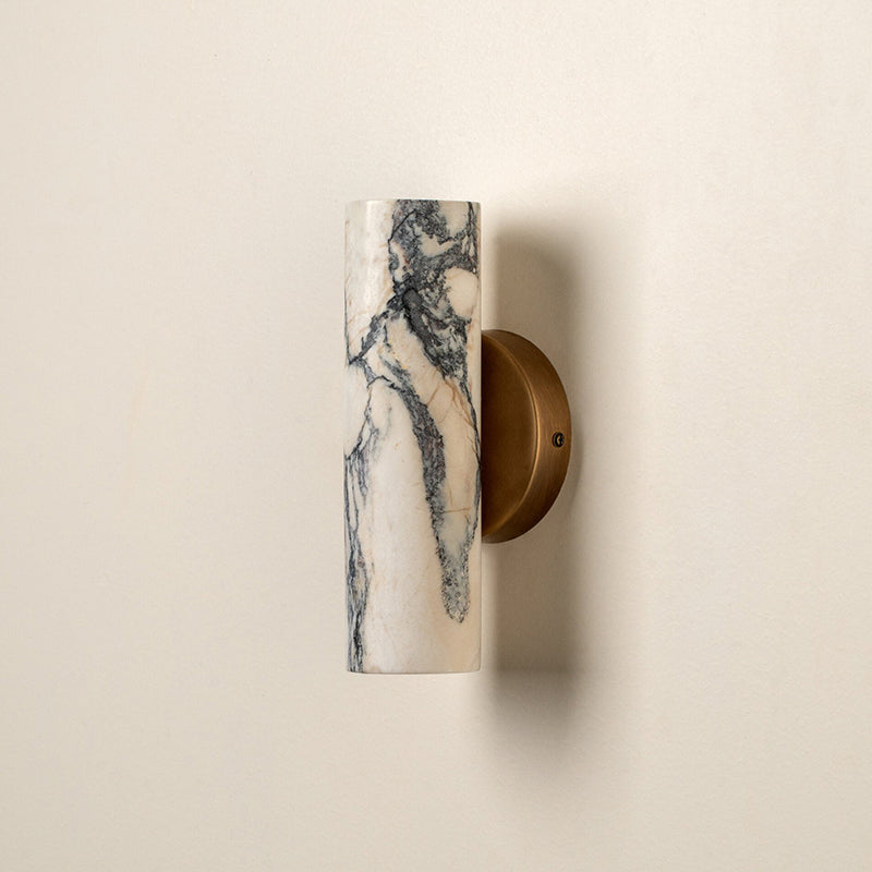 Calla Wall Lamp – Natural Marble Cylindrical Wall Sconce