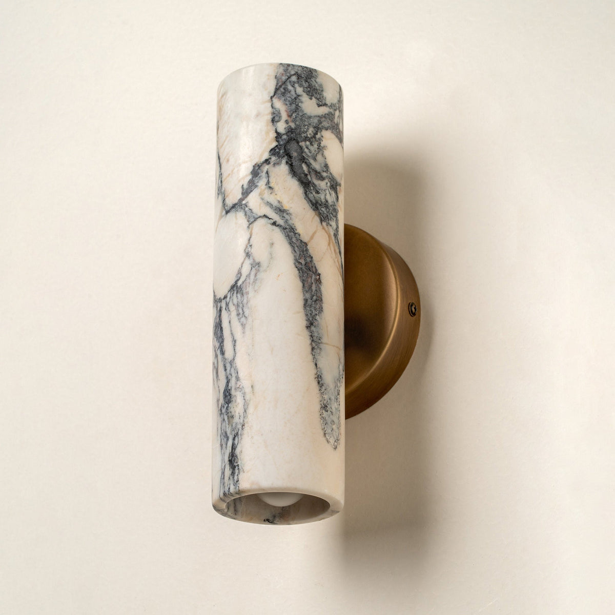 Calla Wall Lamp – Natural Marble Cylindrical Wall Sconce
