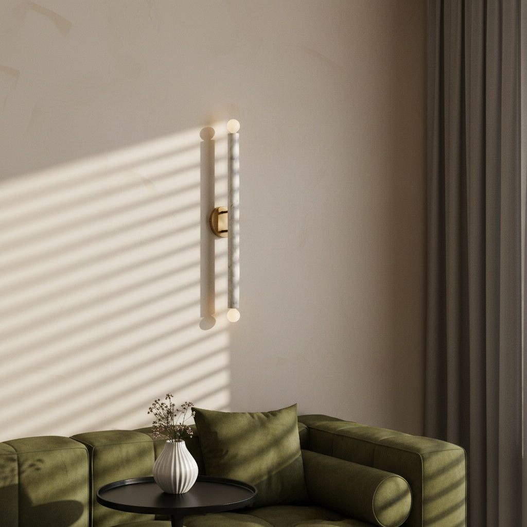 Callaway Marble Wall Lamp – Vertical & Horizontal Natural White Marble Sconce