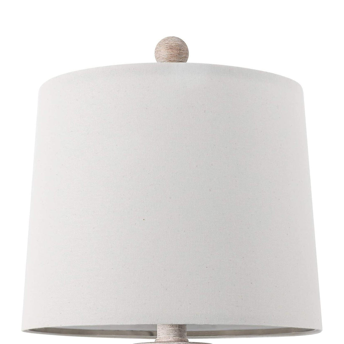 Callimont Table Lamp – Turned Old Wood Base & White Fabric Drum Lamp