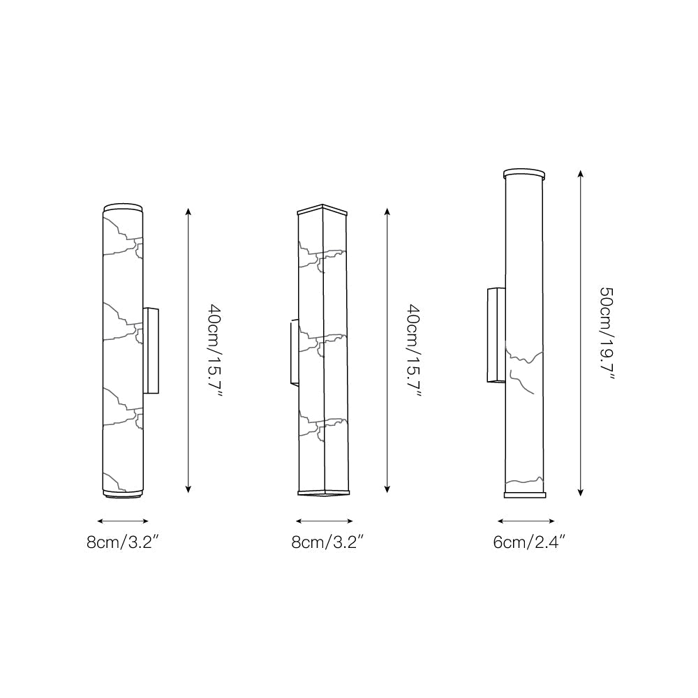 Callisto Alabaster Sconce – Vertical Natural Alabaster & Patinated Brass LED Sconce