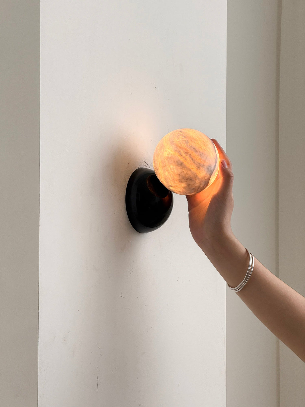 Callisto Eclipse Wall Lamp – Natural Stone & Metallic Eclipse Wall Sconce