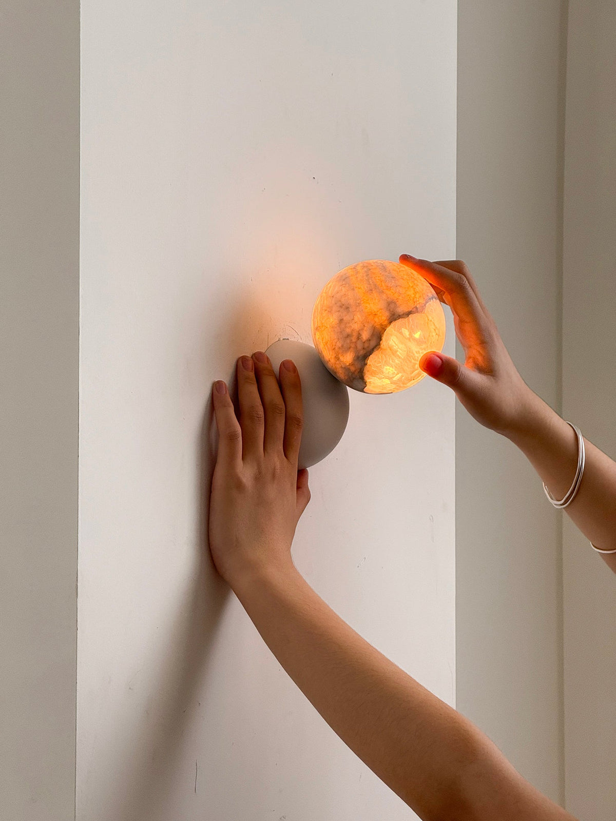 Callisto Eclipse Wall Lamp – Natural Stone & Metallic Eclipse Wall Sconce