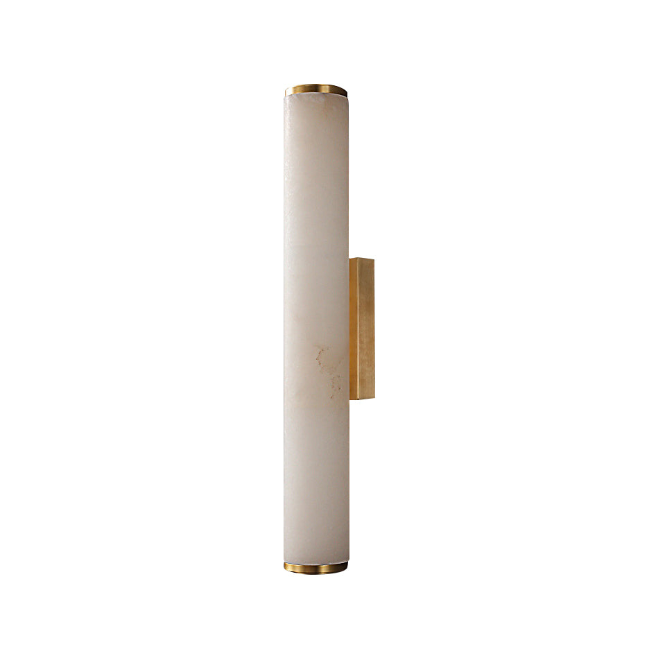 Callisto Alabaster Sconce – Vertical Natural Alabaster & Patinated Brass LED Sconce