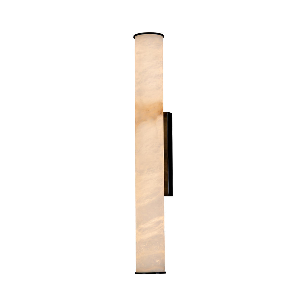 Callisto Alabaster Sconce – Vertical Natural Alabaster & Patinated Brass LED Sconce