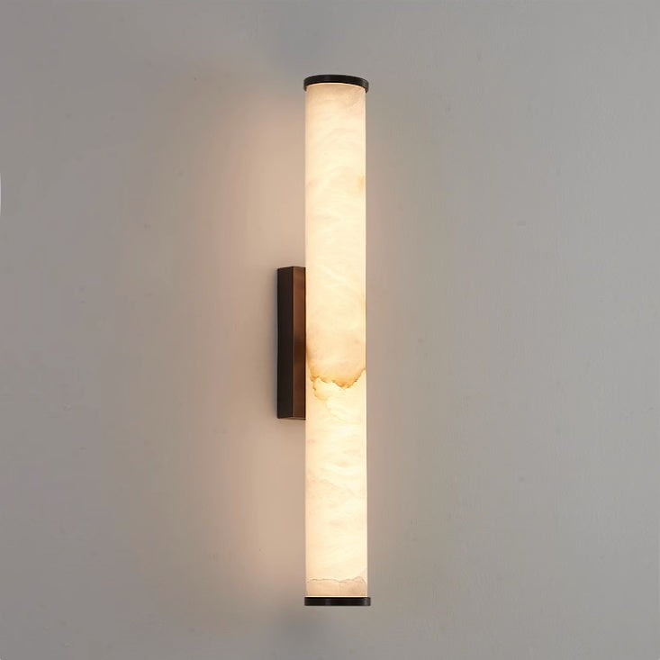 Callisto Alabaster Sconce – Vertical Natural Alabaster & Patinated Brass LED Sconce