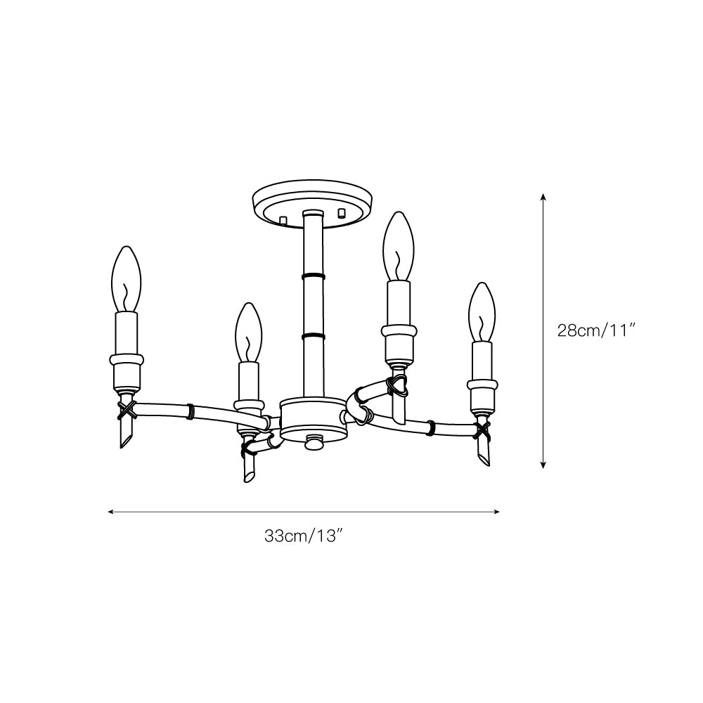 Cambay Chandelier – Bamboo-Node Detailed Brass Candelabra Chandelier
