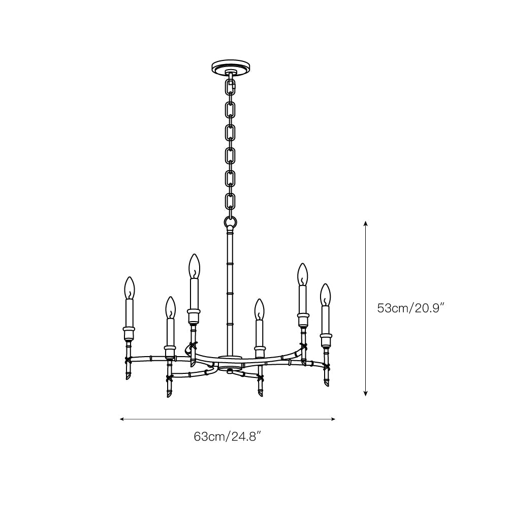 Cambay Chandelier – Bamboo-Node Detailed Brass Candelabra Chandelier