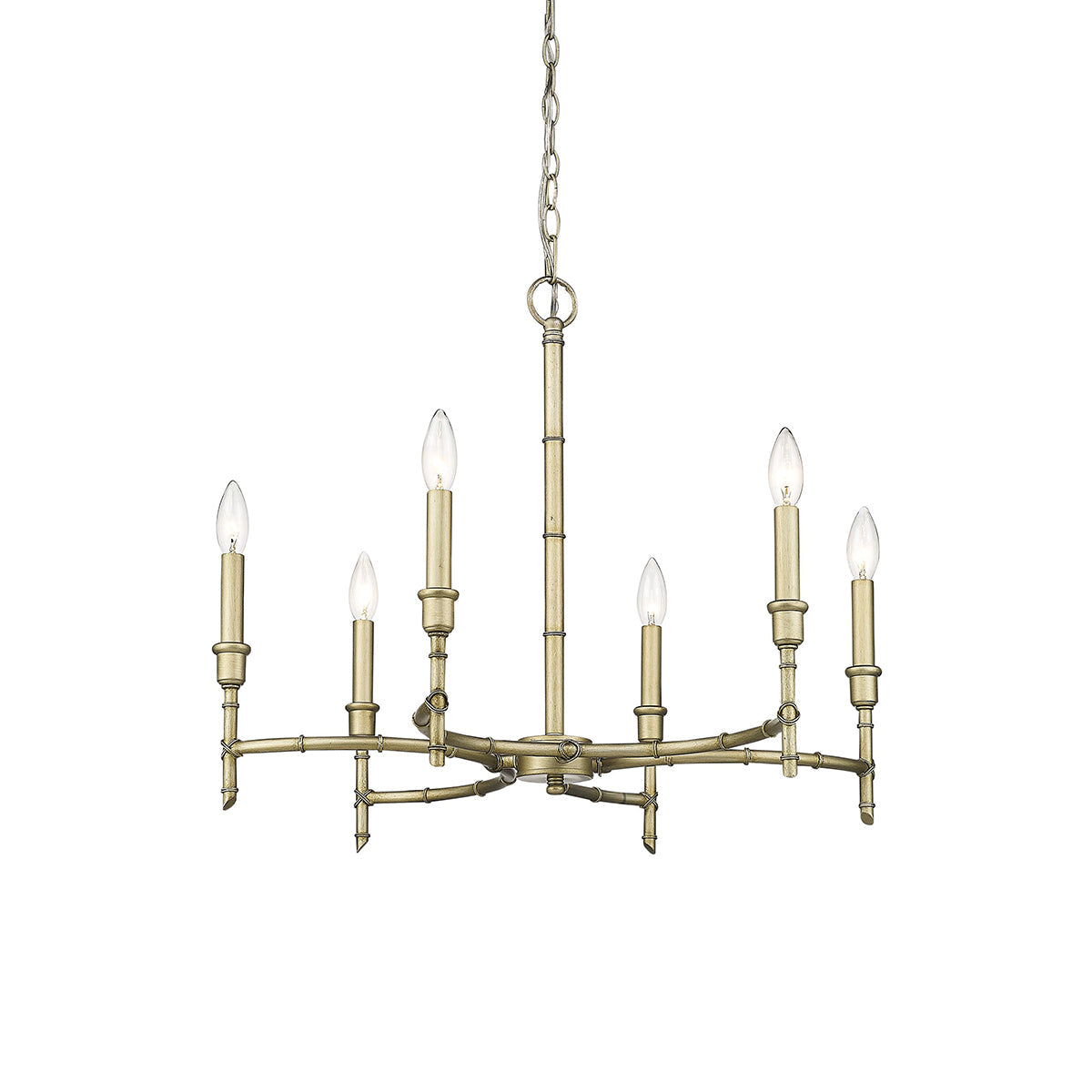Cambay Chandelier – Bamboo-Node Detailed Brass Candelabra Chandelier