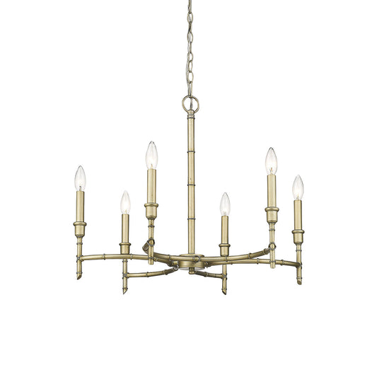 Cambay Chandelier – Bamboo-Node Detailed Brass Candelabra Chandelier