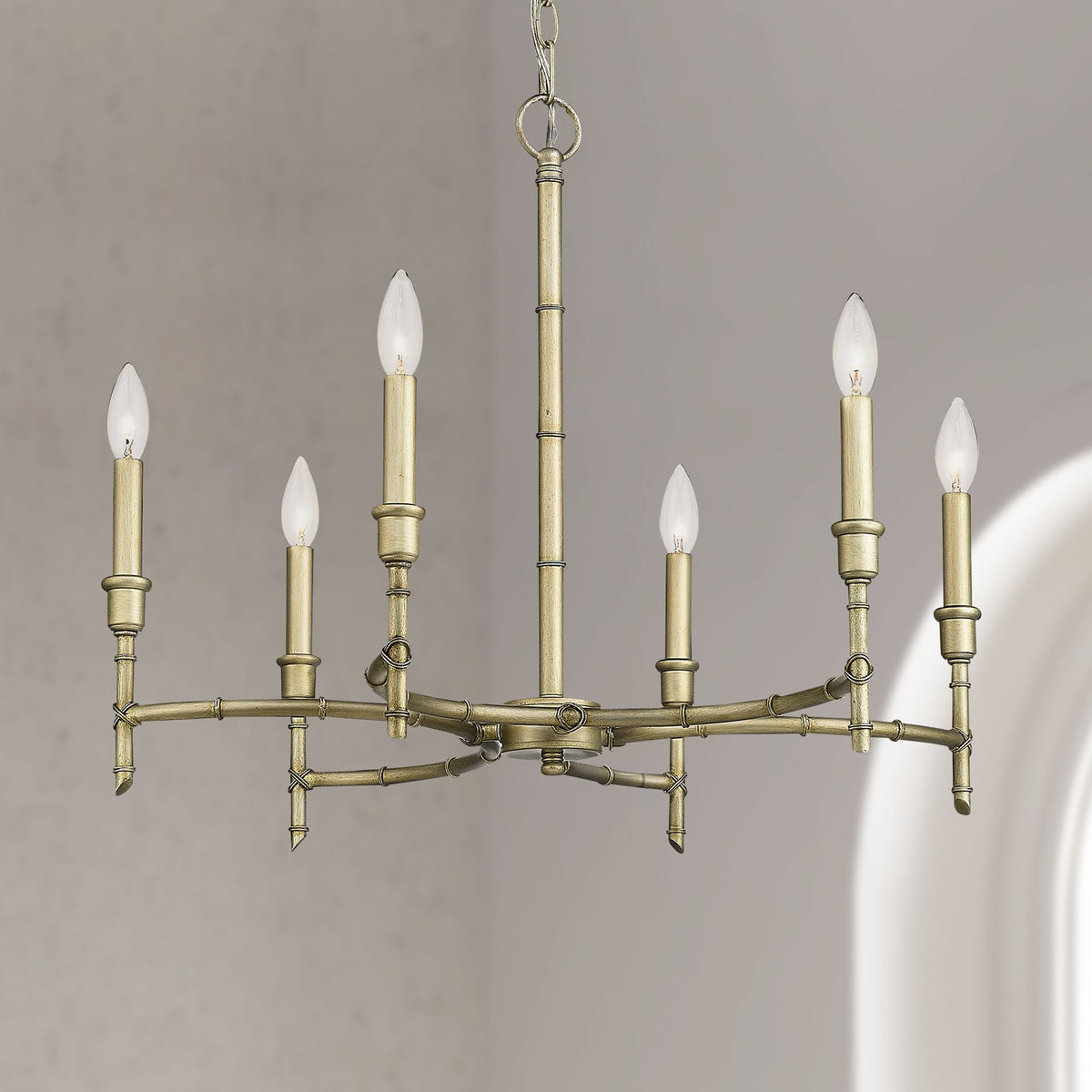 Cambay Chandelier – Bamboo-Node Detailed Brass Candelabra Chandelier